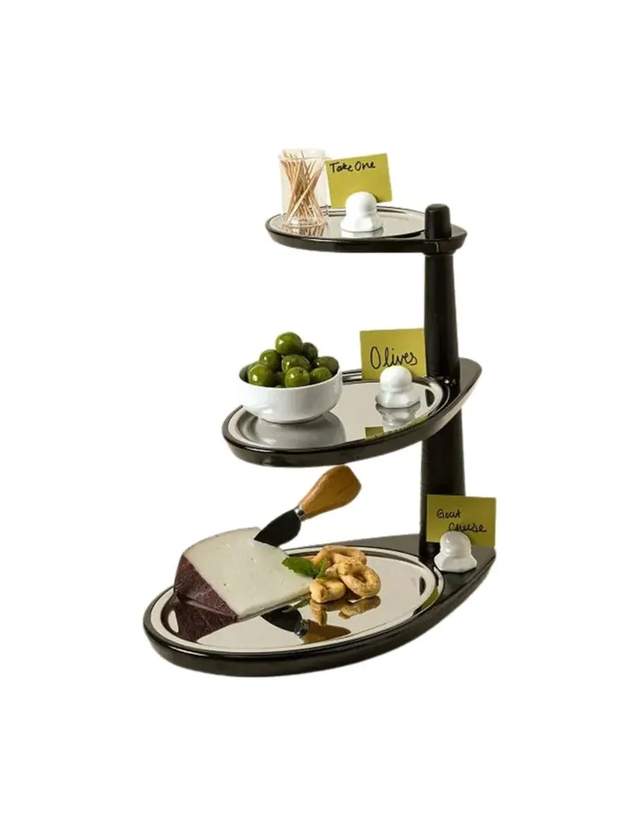 Трехъярусная сервировочная подставка Space-Saving Swivel Serving Stand Uncommon Goods — изображение 1 из 3, черный