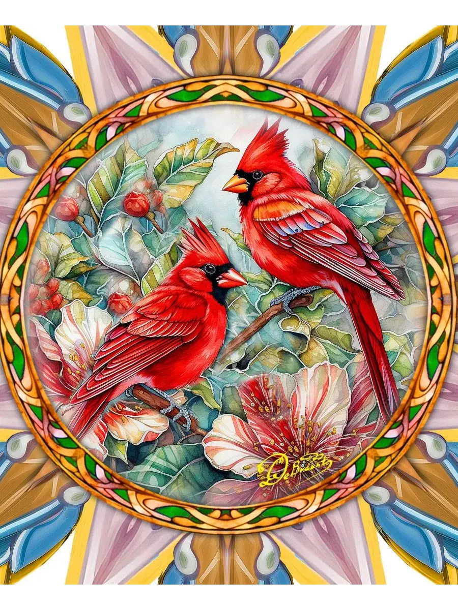 Навершие на елку с кардиналами Christmas Cardinals Wooden Designocracy — изображение 5 из 8, мульти