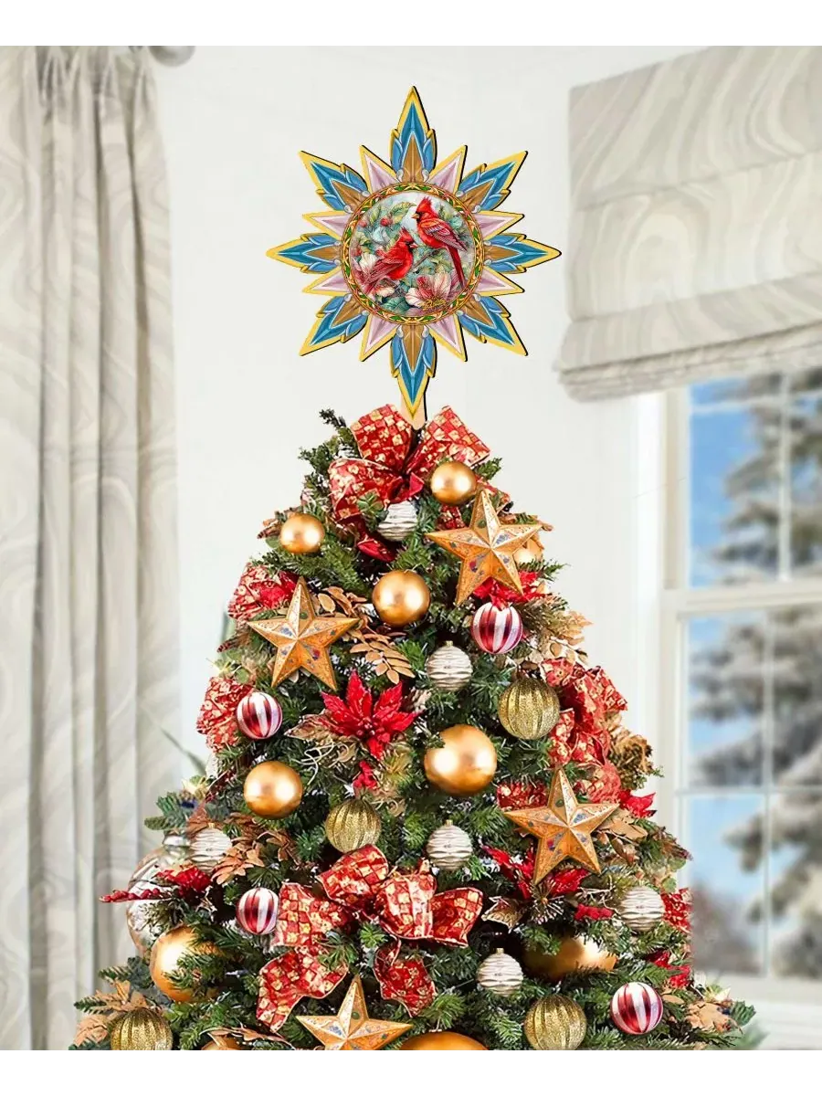 Навершие на елку с кардиналами Christmas Cardinals Wooden Designocracy — изображение 7 из 8, мульти