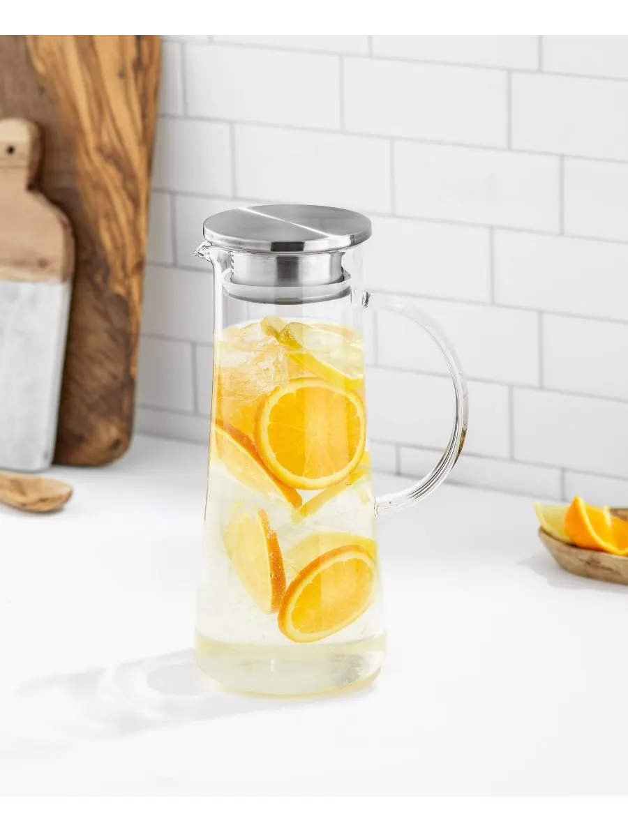 Кувшин Breeze Glass с крышкой из нержавеющей стали JoyJolt — изображение 3 из 4, прозрачный