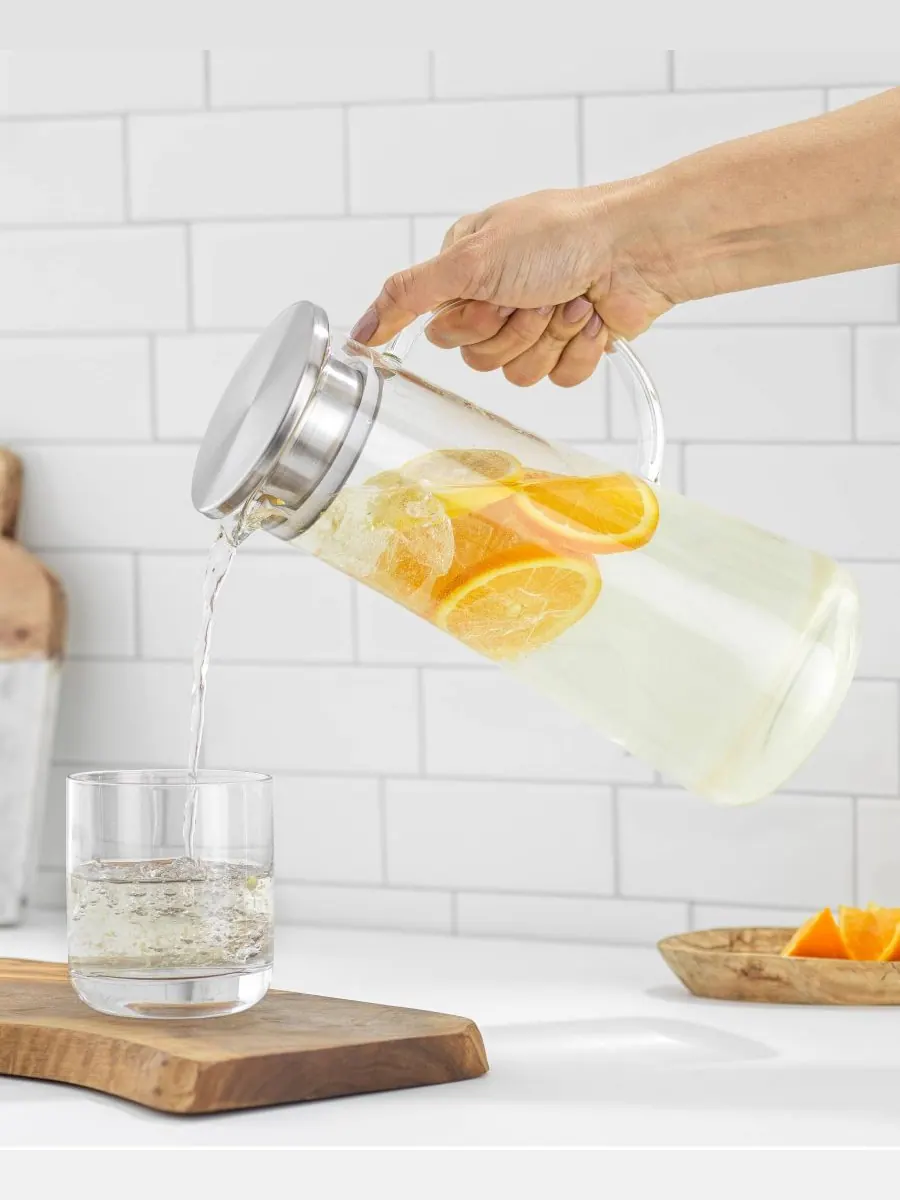 Кувшин Breeze Glass с крышкой из нержавеющей стали JoyJolt — изображение 4 из 4, прозрачный