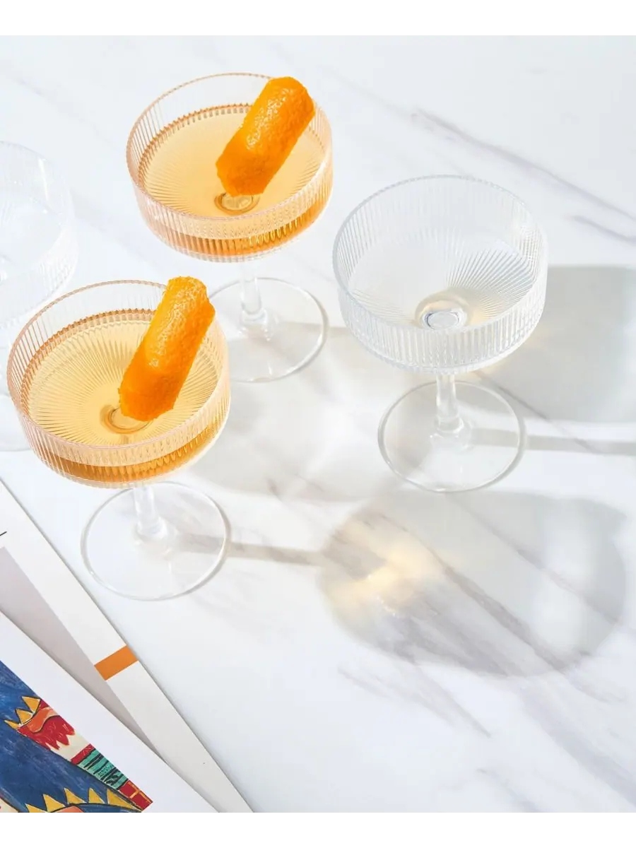 Набор из 4 небьющихся акриловых бокалов для коктейлей Khen Classic Art Deco The Wine Savant — изображение 4 из 4, прозрачный
