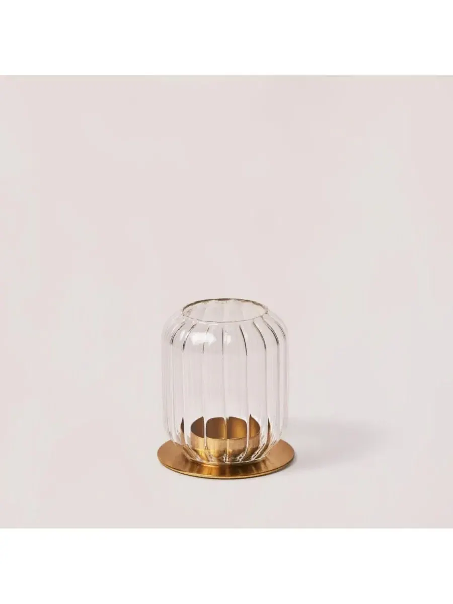 Набор из 2 подсвечников-фонарей Kira Glass Lantern Fleck — изображение 3 из 3, золото