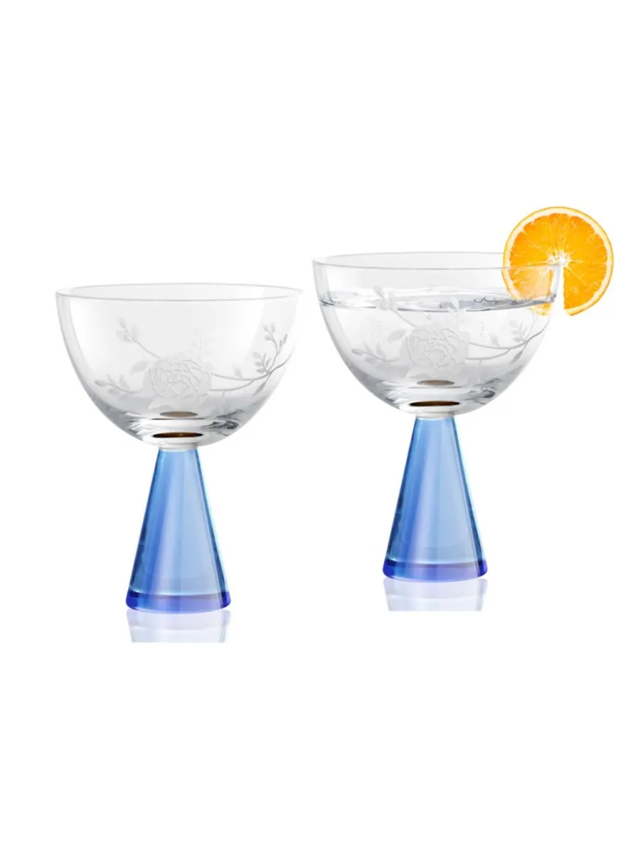 Набор из 2 купе с пионами Qualia Glass — изображение 1 из 5, синий