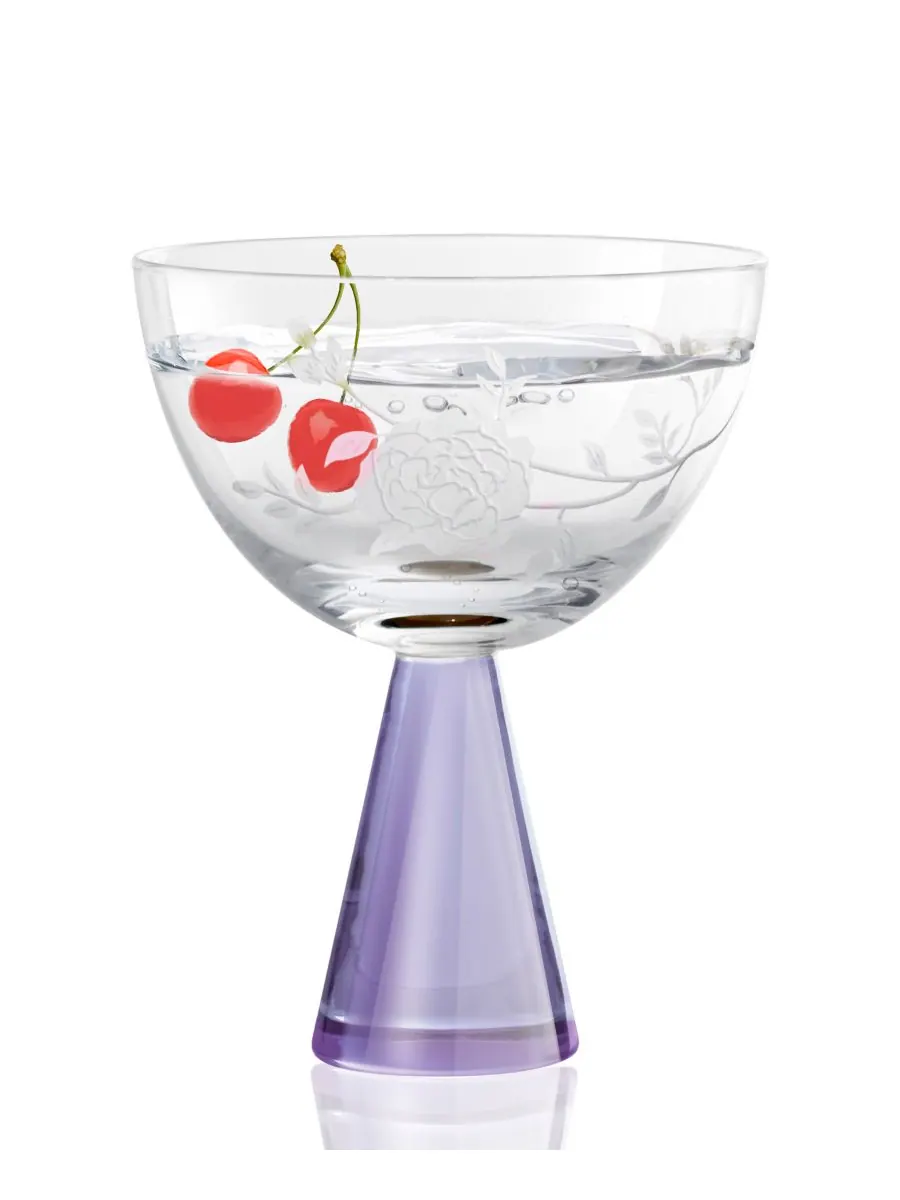 Набор из 2 купе с пионами Qualia Glass — изображение 2 из 5, фиолетовый