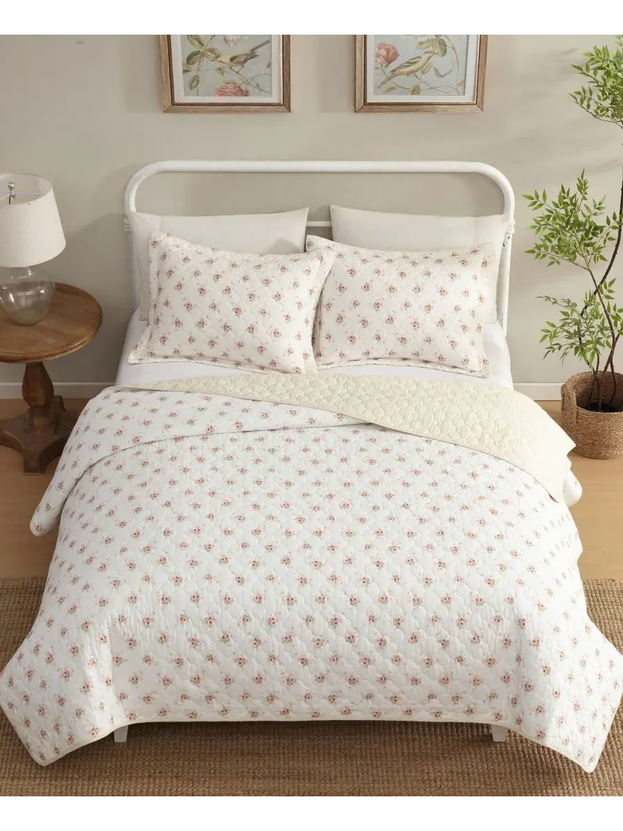 Двустороннее одеяло Dorrie, 3 предмета, размер Full/Queen Laura Ashley — изображение 3 из 7, белый