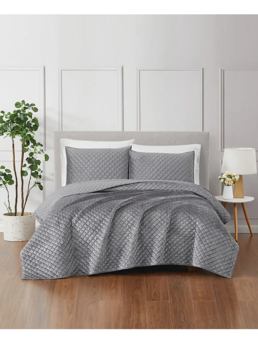 Комплект стеганого одеяла «Алмазный бархат» Royal Velvet — изображение 1 из 4, серый