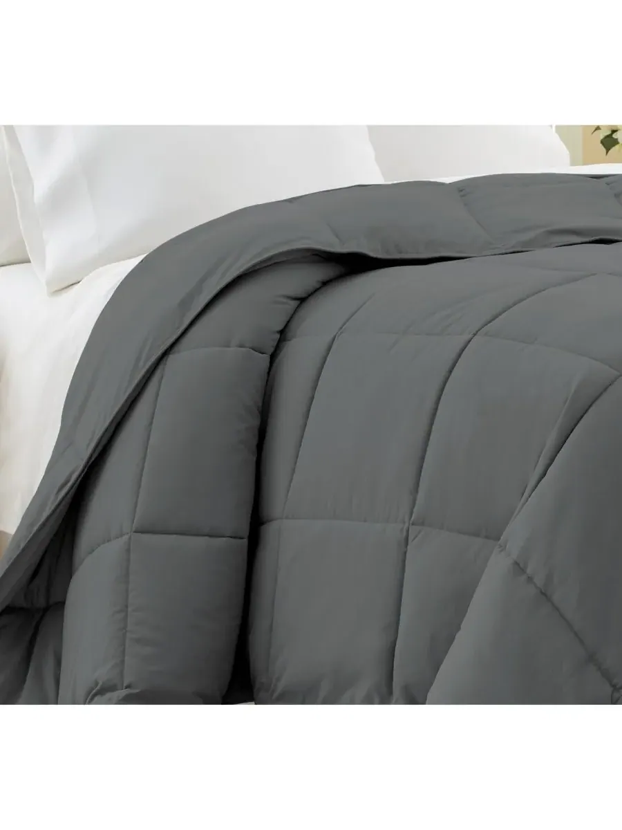 Премиальное одеяло с наполнителем, имитирующим пух, размер King Southshore Fine Linens — изображение 2 из 2, серый