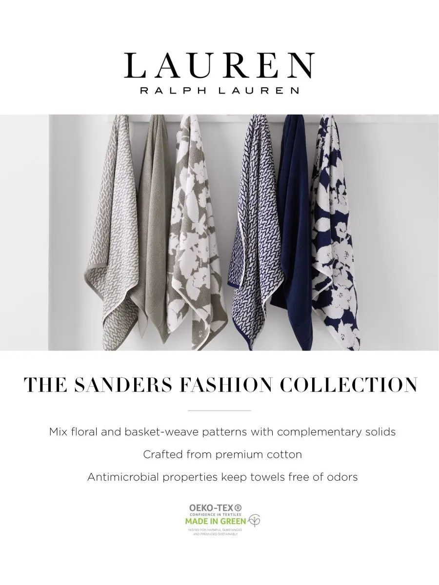Антимикробное хлопковое полотенце для рук sanders floral, 40 см x 76 см. Lauren Ralph Lauren — изображение 3 из 3, бежевый