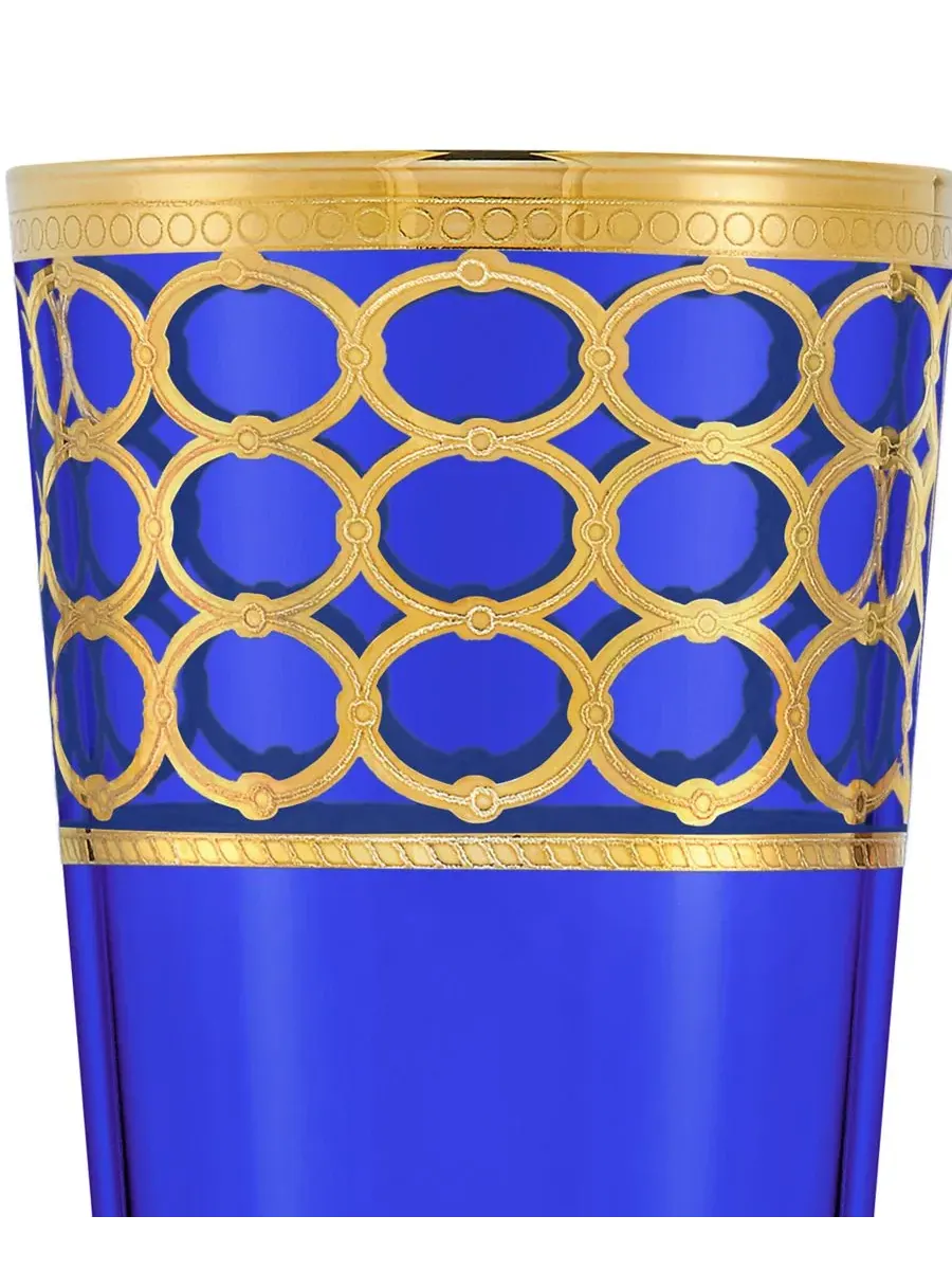 Набор из 4 стаканов с золотыми кольцами Cobalt Blue High Ball Lorren Home Trends — изображение 3 из 5, синий