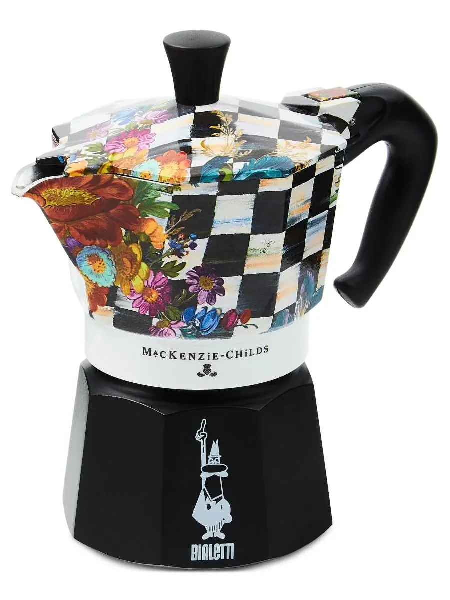 Кофеварка мока Bialetti на 3 чашки от Courtly Flower Market Mackenzie-Childs — изображение 1 из 6, нет цвета