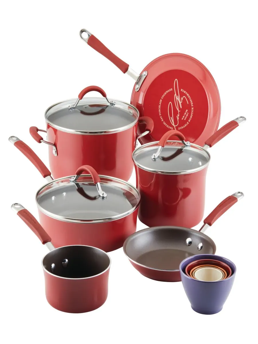 Набор посуды Cucina из 14 предметов с антипригарным покрытием и мерными стаканчиками, выполненный