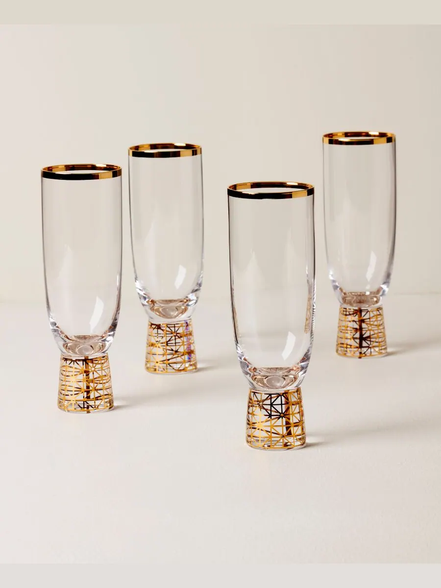 Набор из 4 флейт Tuscany Classics Gold Frost Lenox — изображение 2 из 4, прозрачный