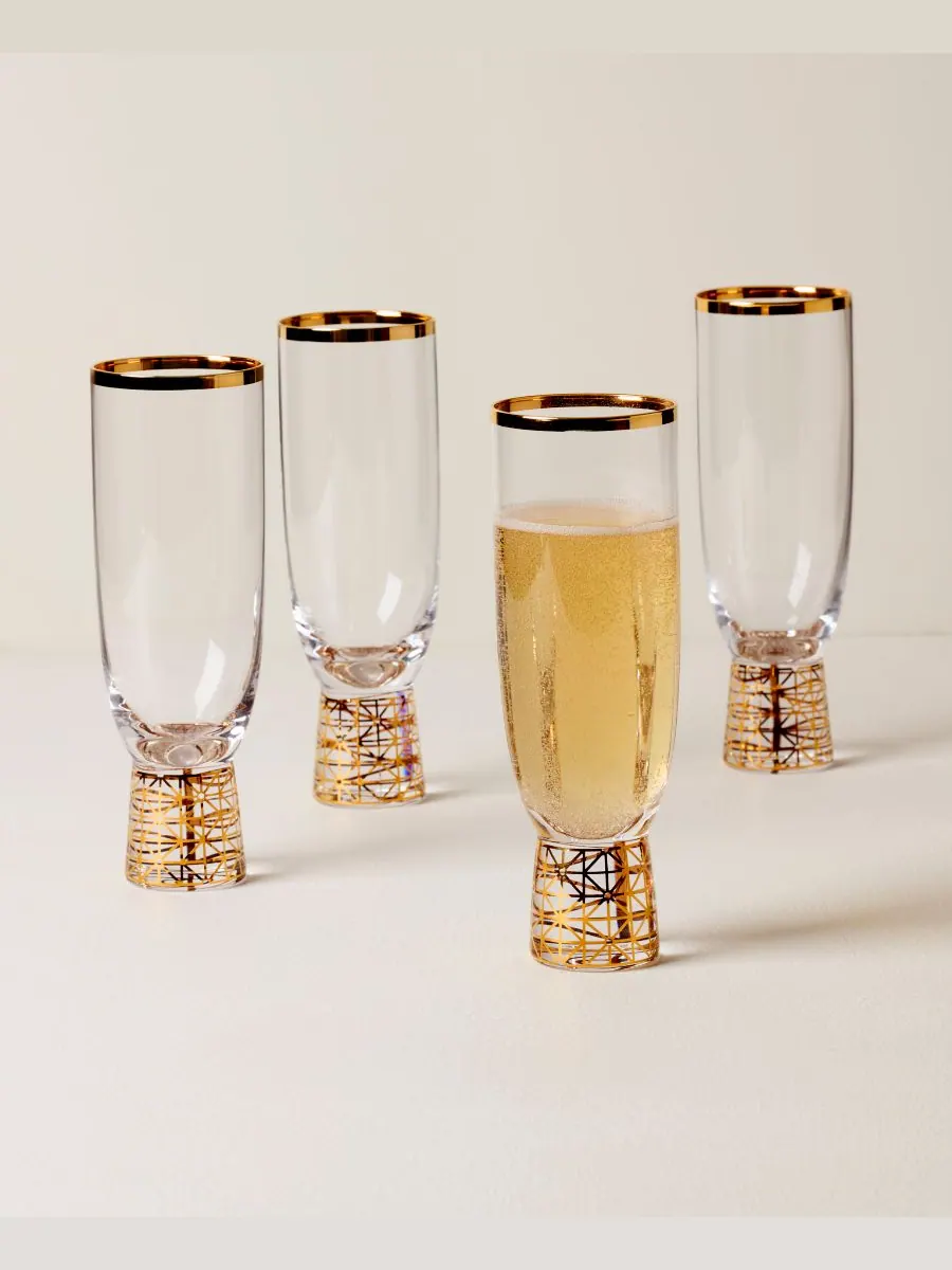 Набор из 4 флейт Tuscany Classics Gold Frost Lenox — изображение 4 из 4, прозрачный