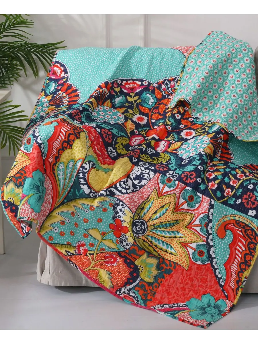 Двустороннее стеганое покрывало Jules Floral, 50 x 60 дюймов Levtex — изображение 1 из 2, мульти