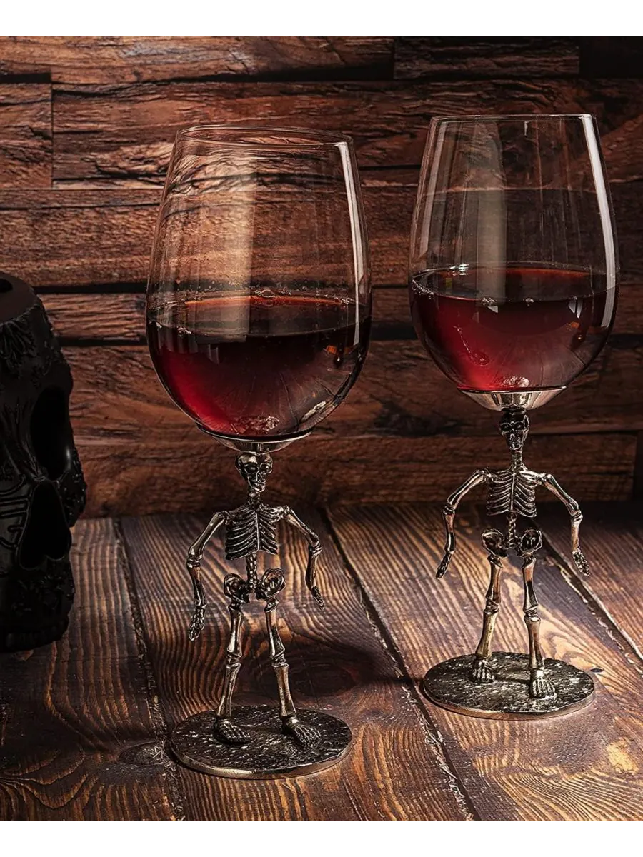 Набор из 2 бокалов для вина на ножке в форме скелета The Wine Savant — изображение 6 из 6, прозрачный