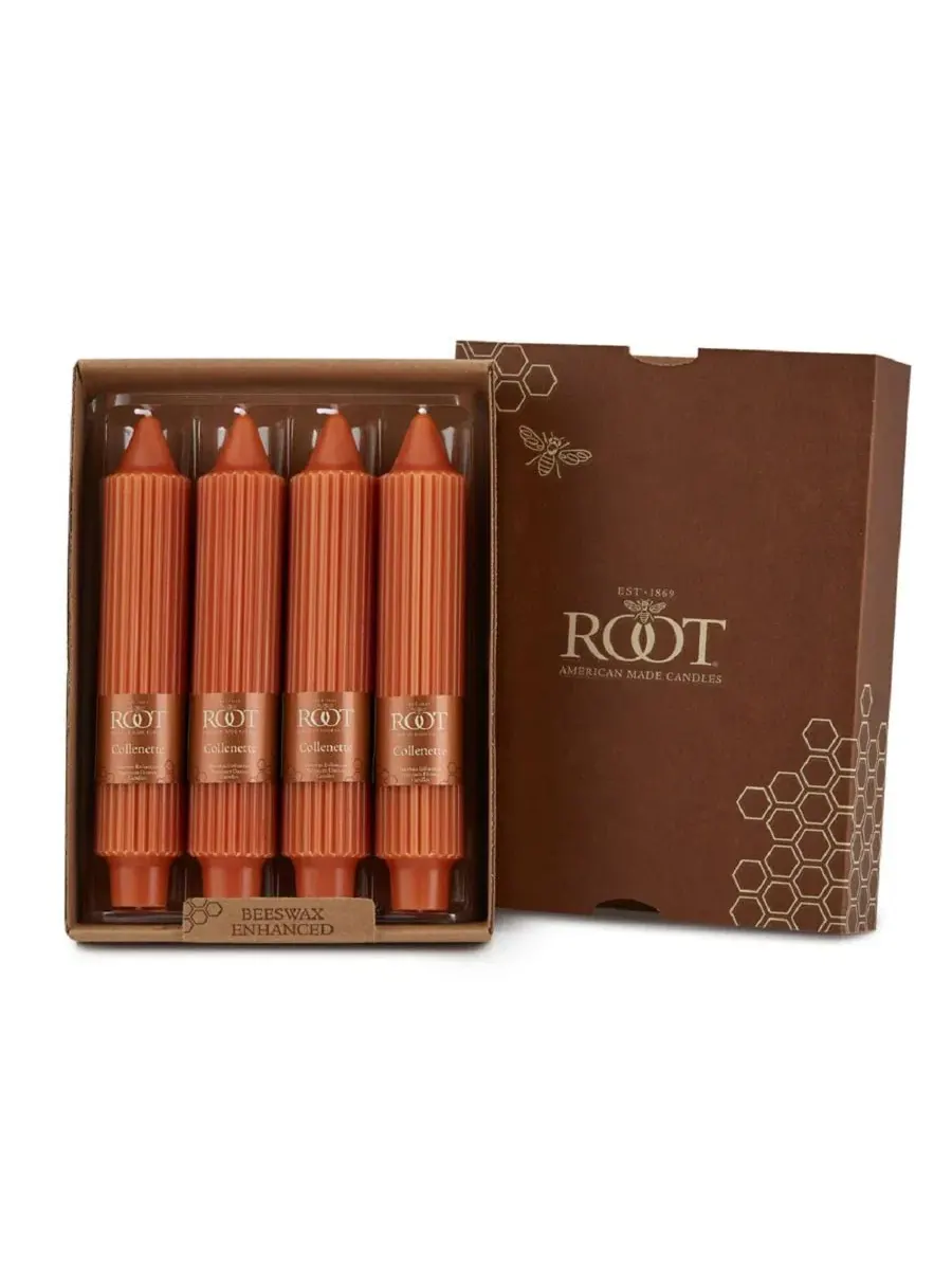 Набор из 4 конусных свечей Grecian Collenette 18 см Root Candles, ржавый