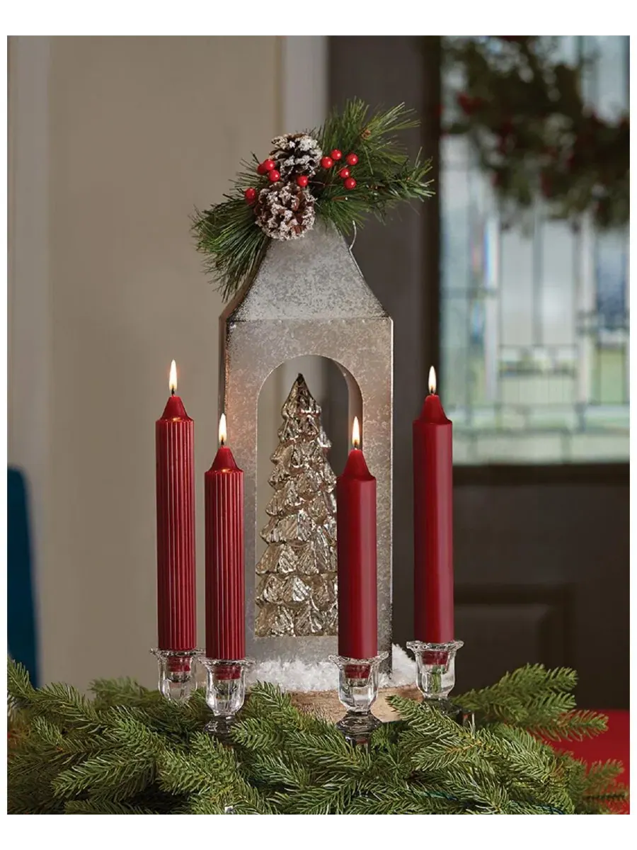 Набор из 4 конусных свечей Grecian Collenette 18 см Root Candles, гранатовый — изображение 4 из 4
