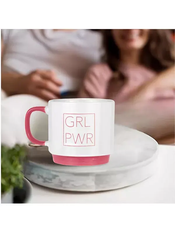 Кружка для кофе Girl Power Amici Home — изображение 2 из 4, розовый/белый