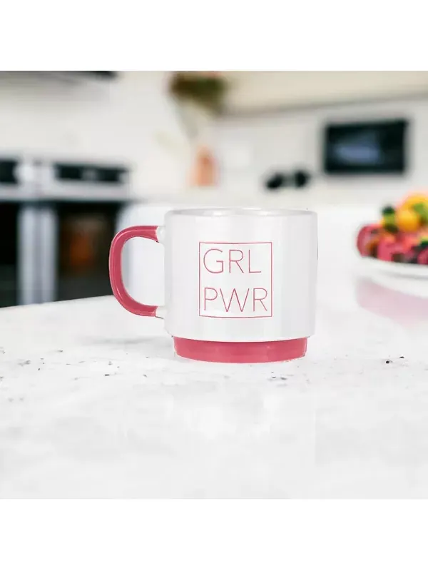 Кружка для кофе Girl Power Amici Home — изображение 3 из 4, розовый/белый