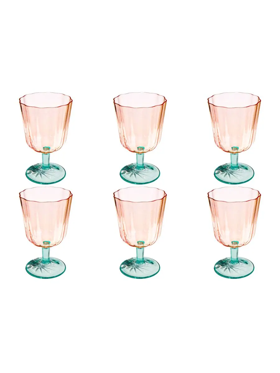 Набор из 6 больших стаканов Vines Etch Abode Homewares — изображение 1 из 3, розовый