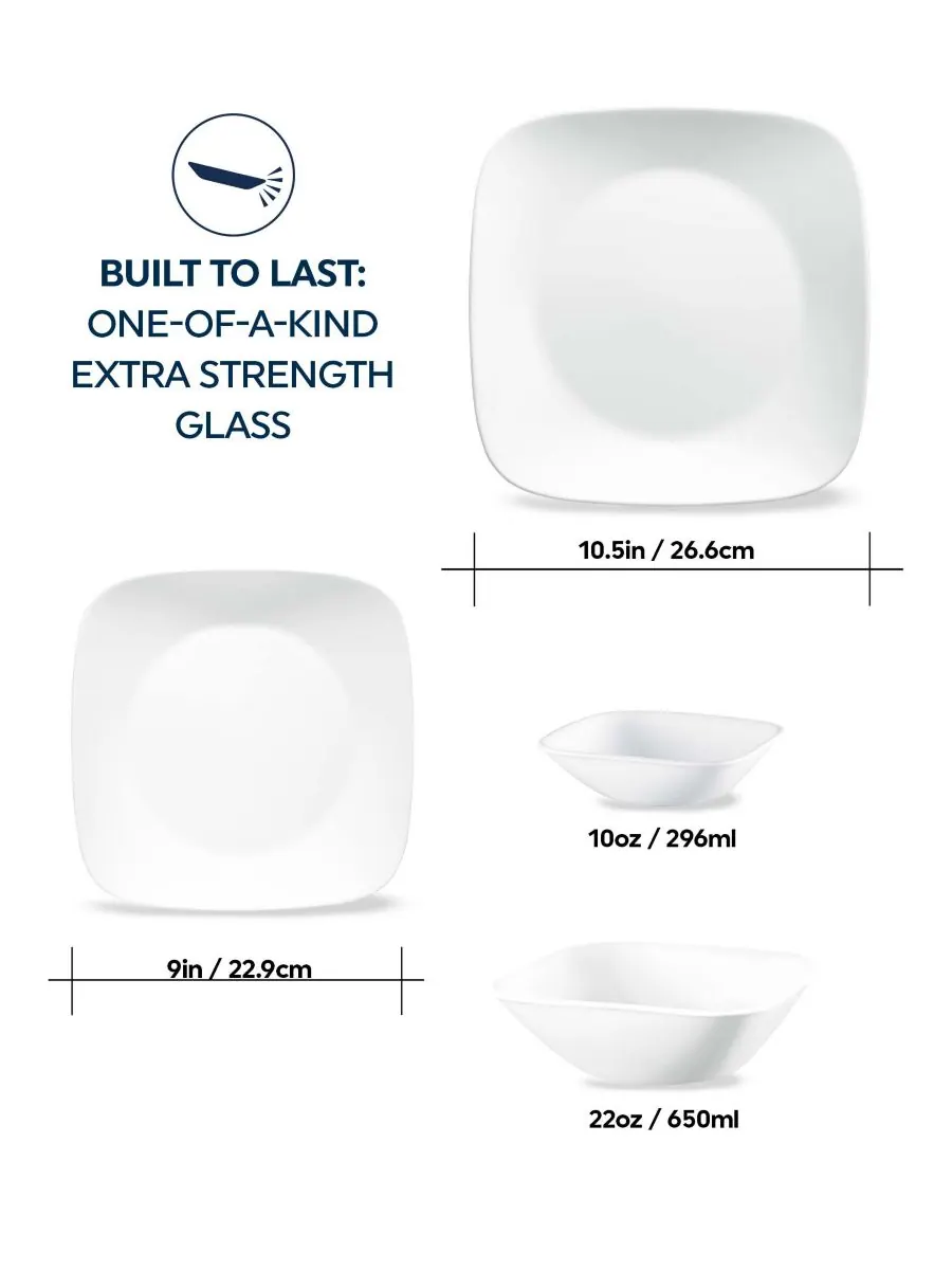 Corelle Набор посуды Vivid White, 16 предметов, на 4 персоны — изображение 3 из 7, белый