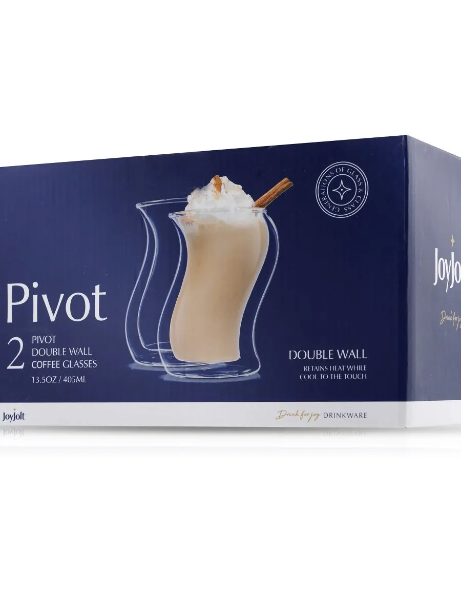 Набор из 4 стаканов для кофе Pivot с двойными стенками JoyJolt — изображение 2 из 5, прозрачный