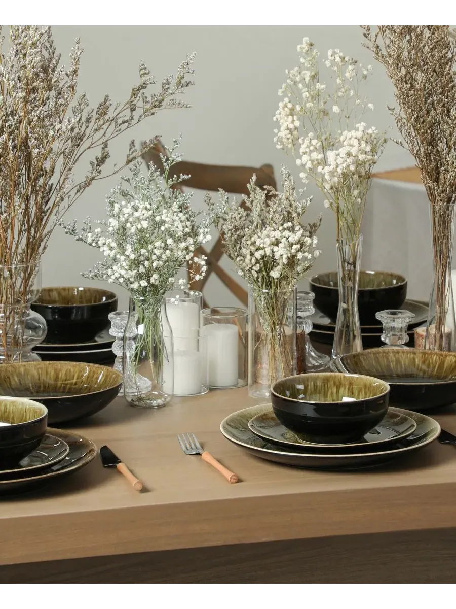 Сервиз столовый Riley Stoneware Dinnerware Collection Stone Lain — изображение 2 из 7, черный зеленый