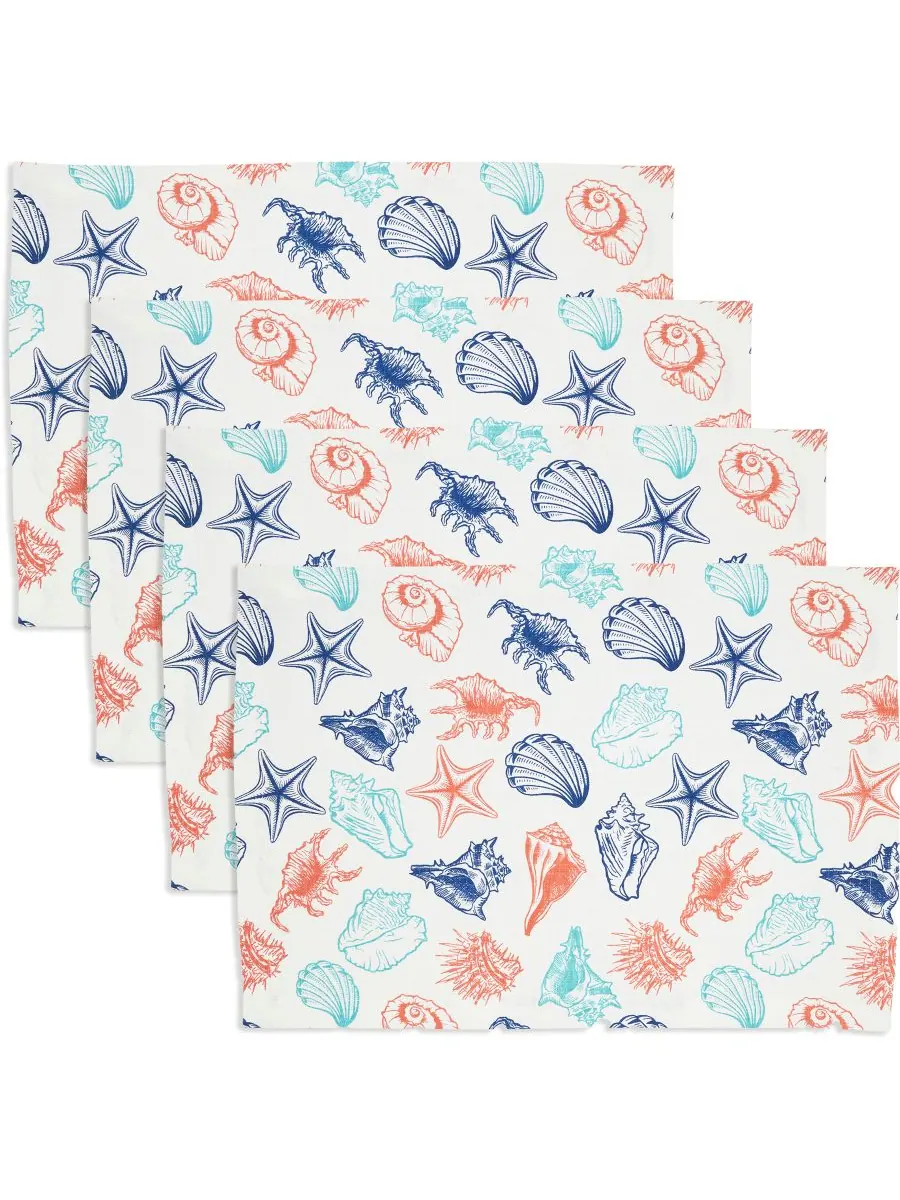 Хлопковые салфетки Ocean Breeze Sea Shells, 14 x 20 дюймов Saro Lifestyle — изображение 1 из 4, мульти