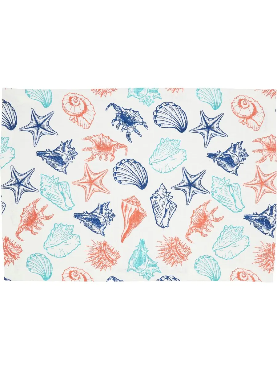 Хлопковые салфетки Ocean Breeze Sea Shells, 14 x 20 дюймов Saro Lifestyle — изображение 2 из 4, мульти