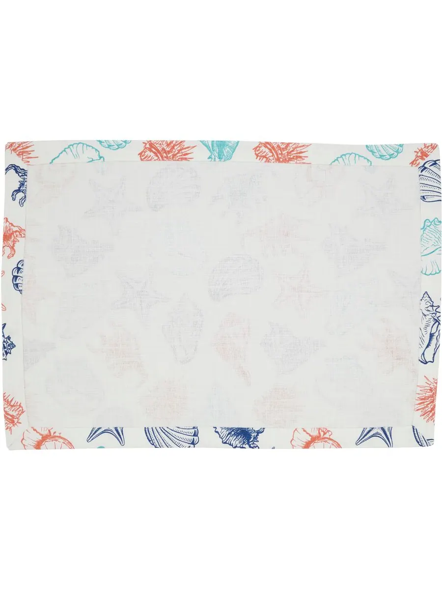 Хлопковые салфетки Ocean Breeze Sea Shells, 14 x 20 дюймов Saro Lifestyle — изображение 3 из 4, мульти