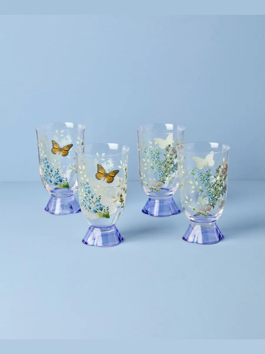 Набор из 4 высоких стаканов для трав Butterfly Meadow Lenox — изображение 2 из 4, мульти