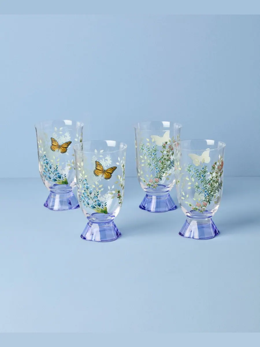 Набор из 4 высоких стаканов для трав Butterfly Meadow Lenox — изображение 3 из 4, мульти