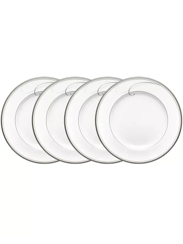 Набор Platinum Wave из 4 тарелок для хлеба, масла и закусок, сервировка на 4 персоны Noritake — изображение 1 из 1, белый