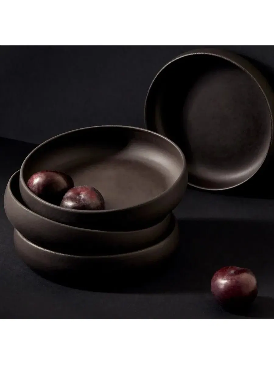 Набор из 4 тарелок для тунисской пасты Gharyan Stoneware — изображение 2 из 3, черный