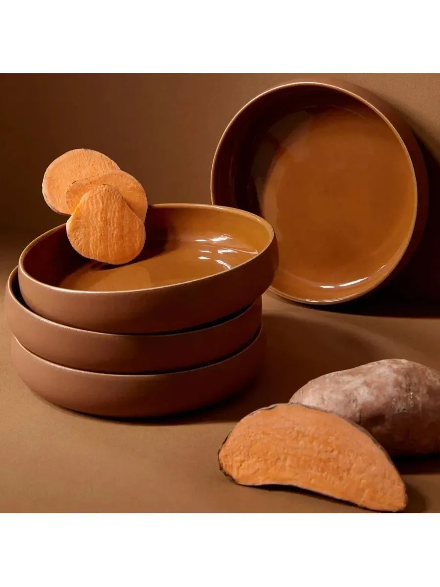 Набор из 4 тарелок для тунисской пасты Gharyan Stoneware, терракотовый — изображение 2 из 3