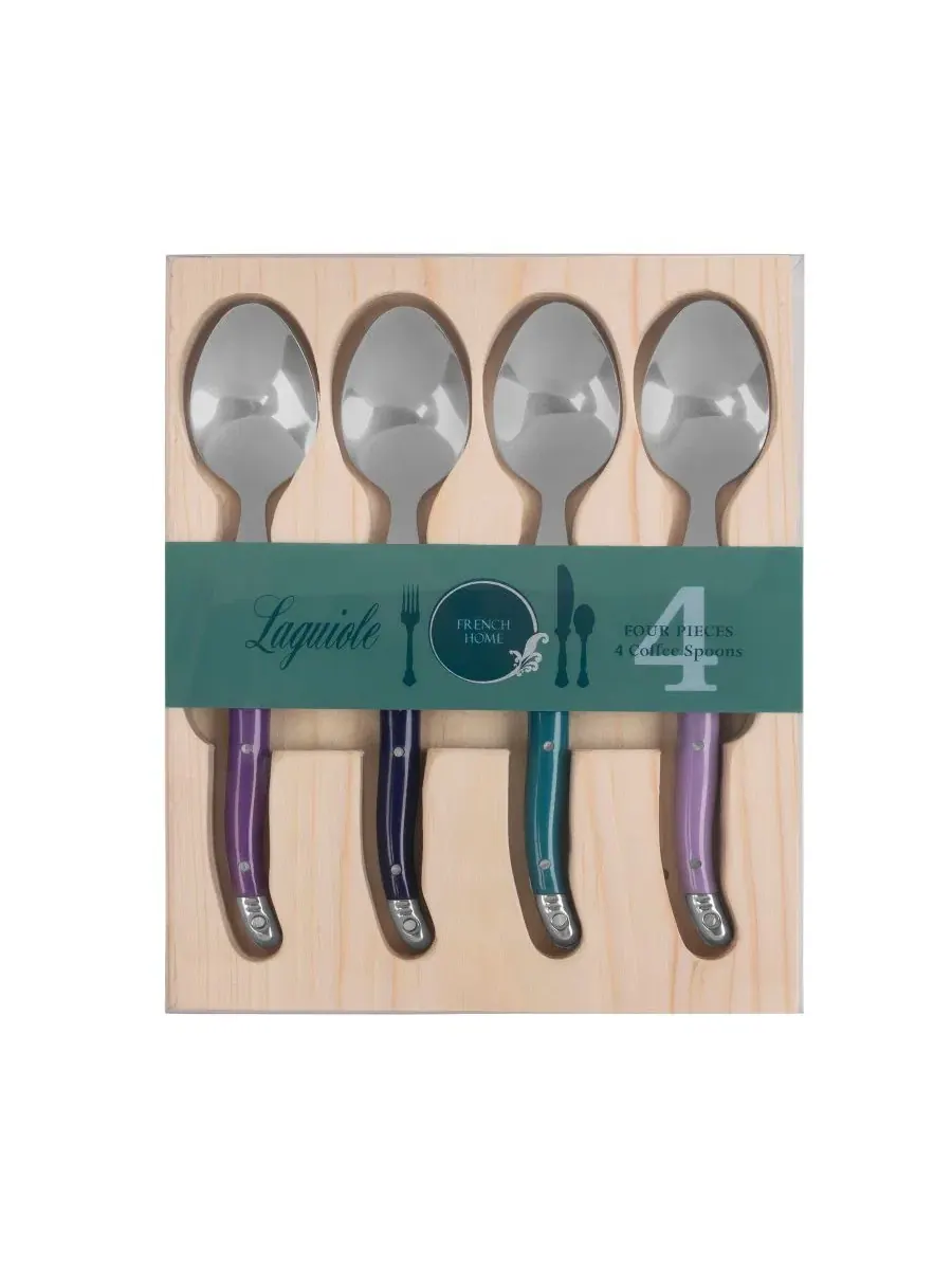 Набор из 4 кофейных ложек Laguiole Plum Rose French Home, сливовый — изображение 3 из 5, розовый