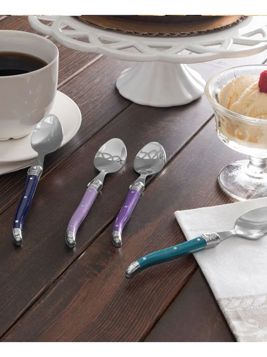 Набор из 4 кофейных ложек Laguiole Plum Rose French Home, сливовый — изображение 5 из 5, розовый