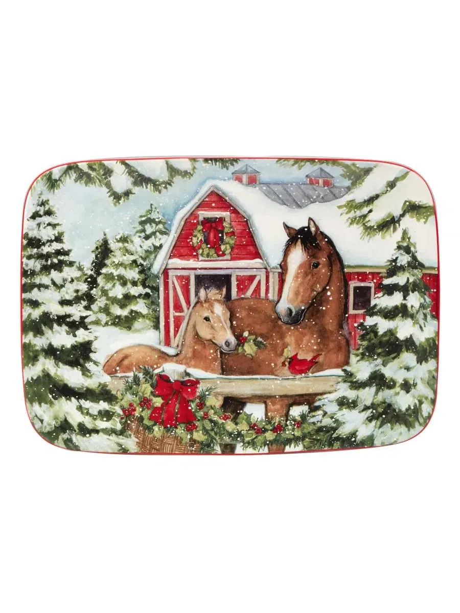 Прямоугольное блюдо Homestead Christmas, 35,6 x 25,4 см Certified International — изображение 1 из 1, красный белый