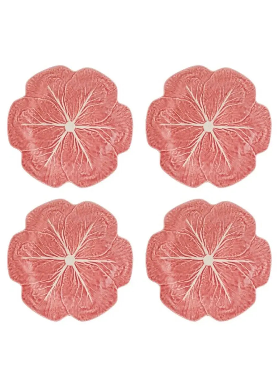 Набор из 4 обеденных тарелок Cabbage Pink Edition Bordallo Pinheiro — розовый