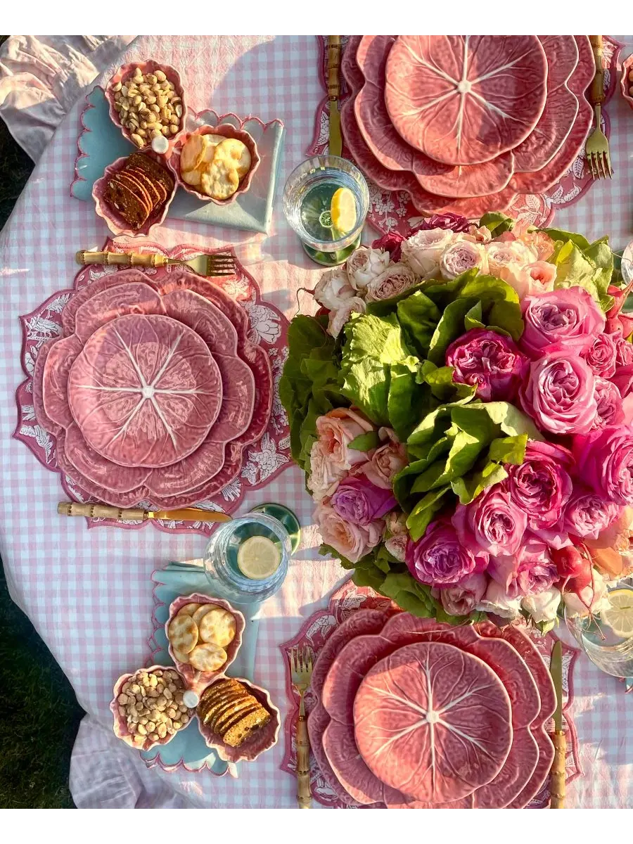 Набор из 4 обеденных тарелок Cabbage Pink Edition Bordallo Pinheiro — изображение 7 из 7, розовый