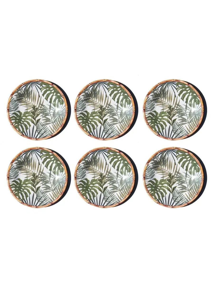 Набор из 6 обеденных тарелок Rainforest Palm NewWave Melamine Abode Homewares — изображение 1 из 5, зеленый
