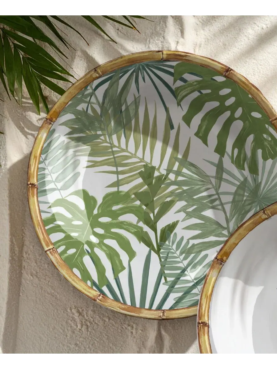 Набор из 6 обеденных тарелок Rainforest Palm NewWave Melamine Abode Homewares — изображение 4 из 5, зеленый