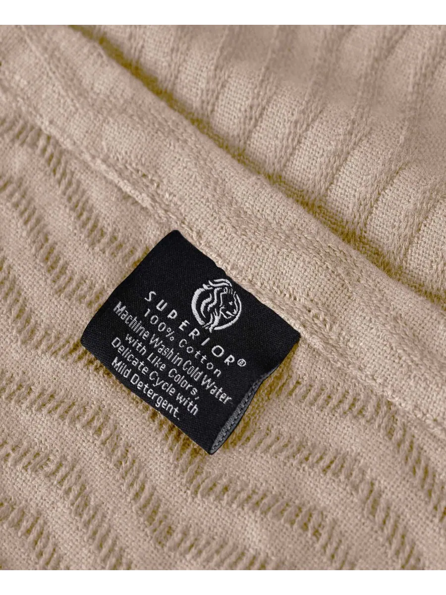 Легкое тканое одеяло Jena Cotton Textured Chevron, размер Twin Superior — изображение 4 из 7, хаки