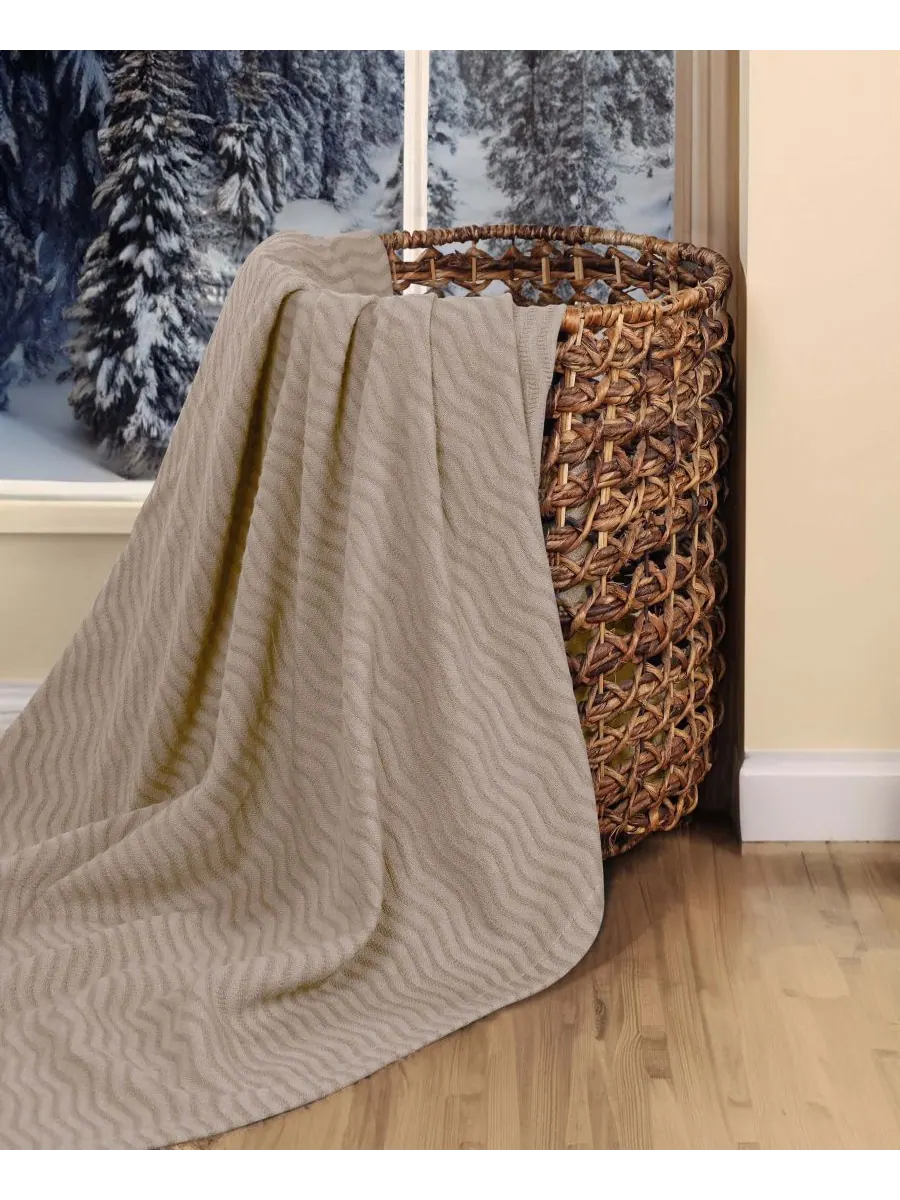 Легкое тканое одеяло Jena Cotton Textured Chevron, размер Twin Superior — изображение 7 из 7, хаки