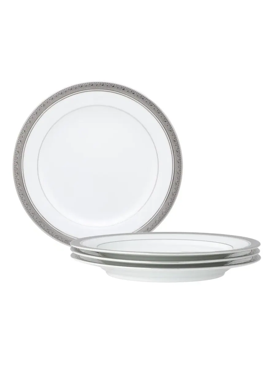 Набор салатных тарелок Crestwood Platinum, 4 персоны, сервировка на 4 персоны Noritake — изображение 1 из 9, белый