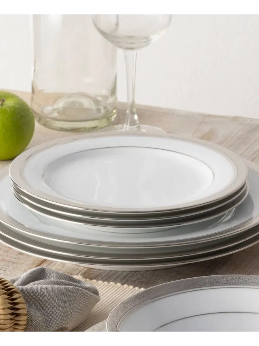 Набор салатных тарелок Crestwood Platinum, 4 персоны, сервировка на 4 персоны Noritake — изображение 5 из 9, белый
