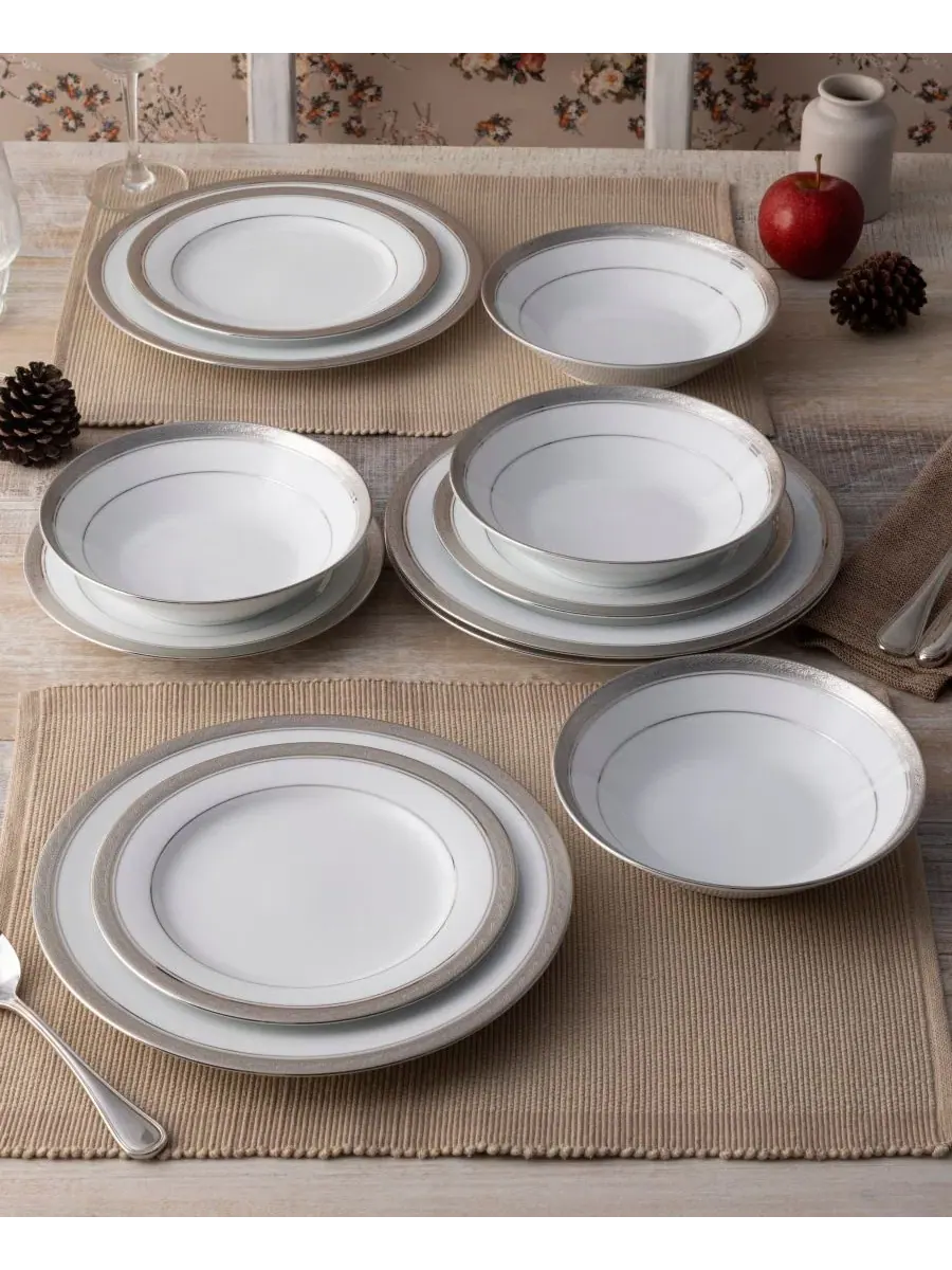 Набор салатных тарелок Crestwood Platinum, 4 персоны, сервировка на 4 персоны Noritake — изображение 7 из 9, белый