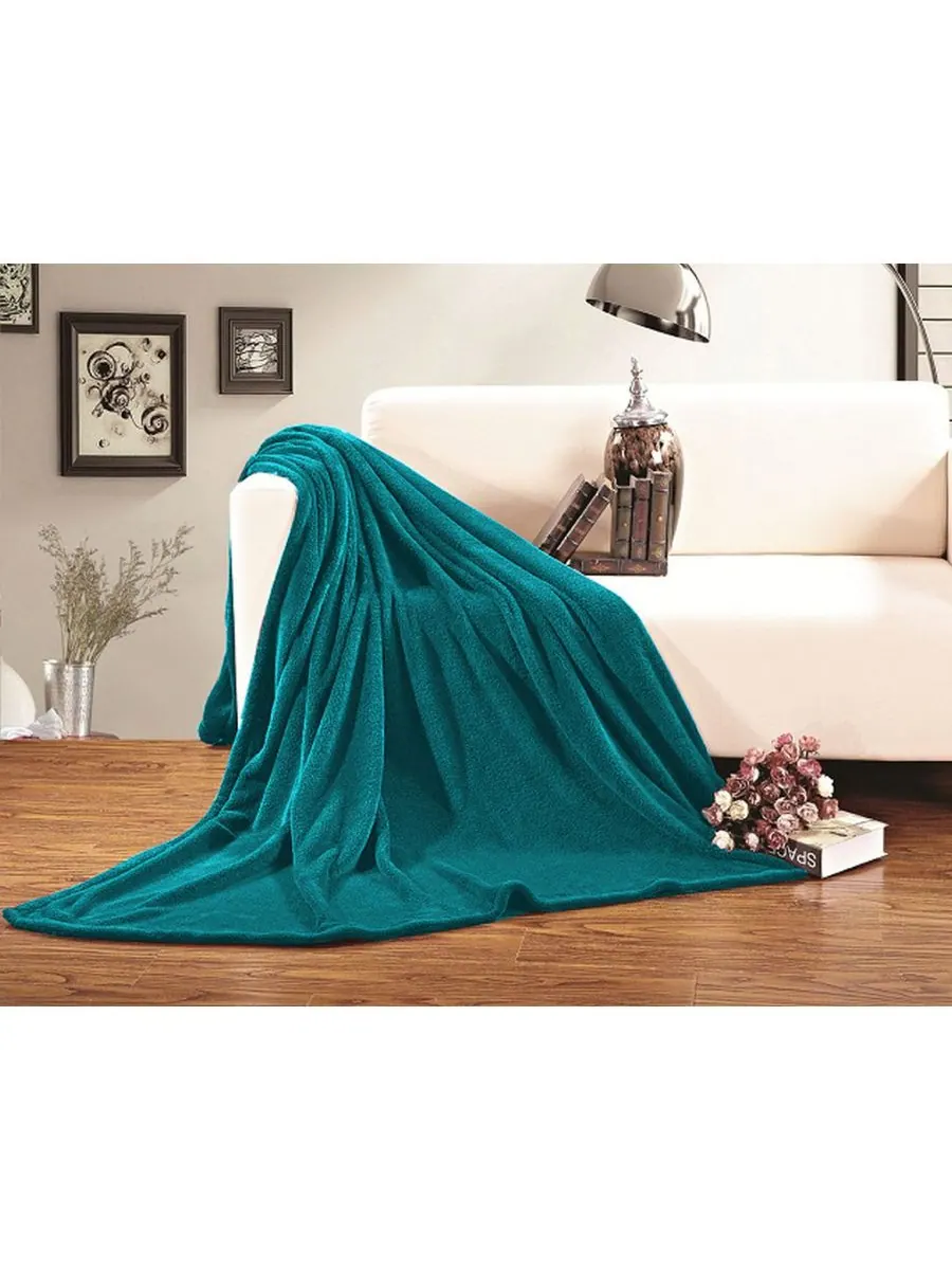 Роскошное мягкое флисовое одеяло, размер twin/twin xl Elegant Comfort — изображение 1 из 4, голубой