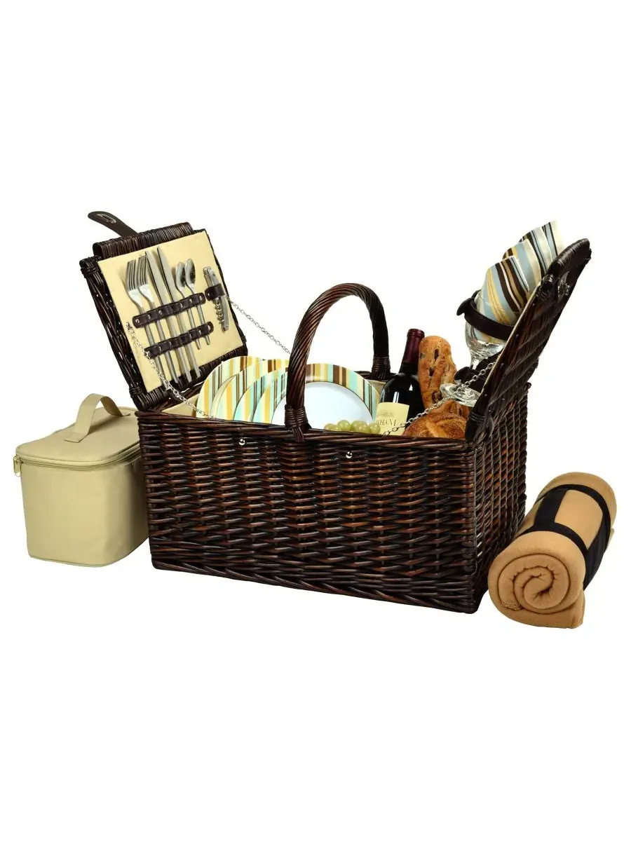 Корзина для пикника «Букингемская ива» с пледом - на 4 персоны Picnic At Ascot
